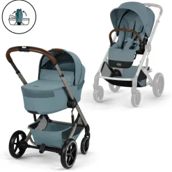 Poussette duo tout terrain balios s lux 4 avec nacelle pliable stormy blue