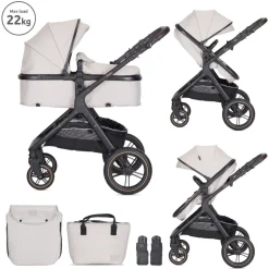 Poussette duo viola beige nacelle + adaptateur siège-auto