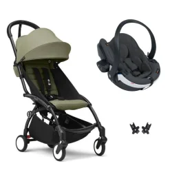 Poussette duo yoyo 3 - châssis noir pack 6+ et siège auto izi go modular x2 by besafe olive