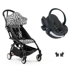 Poussette duo yoyo 3 - châssis noir pack 6+ et siège auto izi go modular x2 by besafe zebra