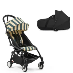 Poussette duo yoyo 3 - châssis noir pack 6+ et nacelle monaco / noir