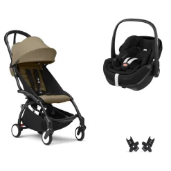 Poussette duo yoyo 3 pack 6+ et siège auto pebble 360 pro² - chassis noir - toffee