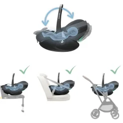 Poussette duo yoyo 3 pack 6+ et siège auto pebble 360 pro² - chassis noir - toffee