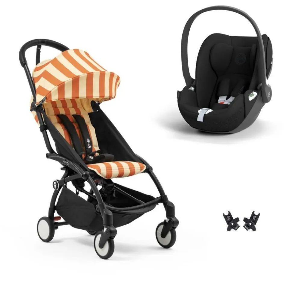Poussette duo yoyo 3 pack 6+ et siège auto cloud t black - chassis noir - capri