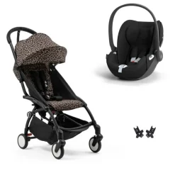Poussette duo yoyo 3 pack 6+ et siège auto cloud t black - chassis noir - léopard
