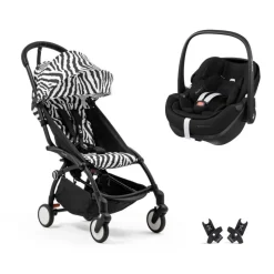 Poussette duo yoyo 3 pack 6+ et siège auto pebble 360 pro² - chassis noir - zebra
