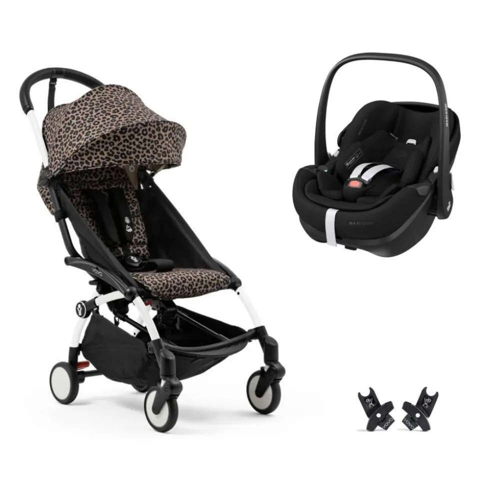 Poussette duo yoyo 3 pack 6+ et siège auto cloud t black - chassis noir - taupe