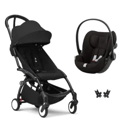 Poussette duo yoyo 3 pack 6+ et siège auto cloud g3 black - chassis noir - noir