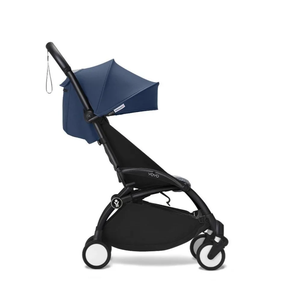 Poussette duo yoyo 3 pack 6+ et siège auto cloud g3 black - chassis noir - bleu air france