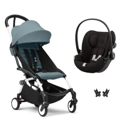 Poussette duo yoyo 3 pack 6+ et siège auto aton b2 black - chassis noir - taupe