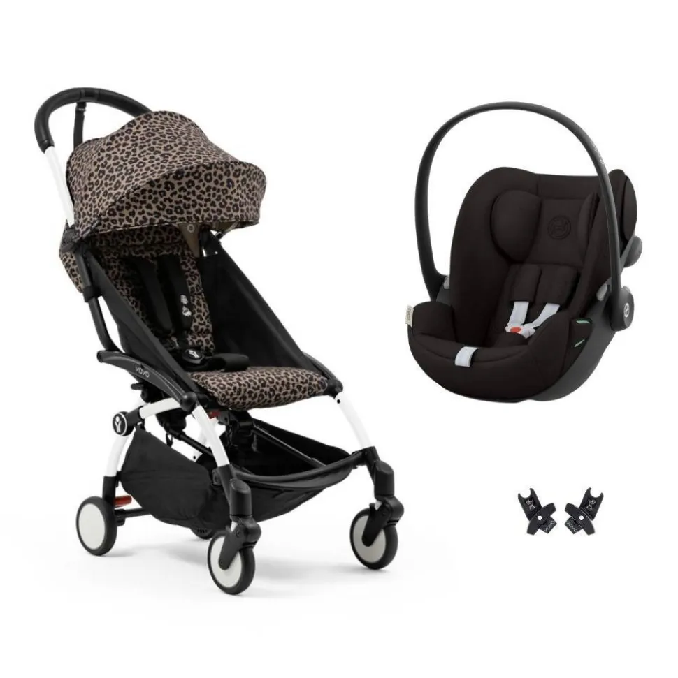 Poussette duo yoyo 3 pack 6+ et siège auto aton b2 black - chassis noir - toffee