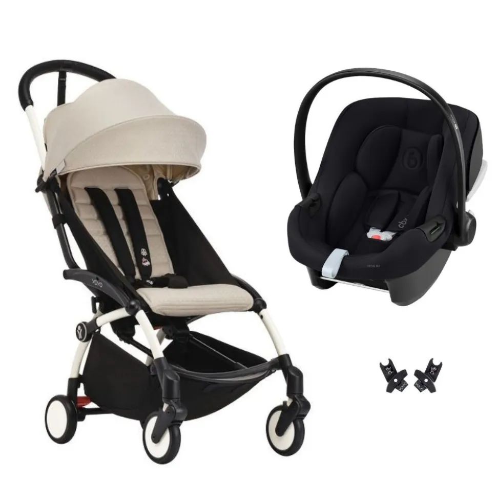 Poussette duo yoyo 3 pack 6+ et siège auto aton b2 black - chassis blanc - bonpoint