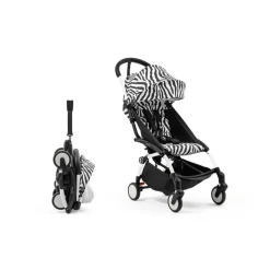 Poussette duo yoyo 3 pack 6+ et siège auto aton b2 black - chassis blanc - zebra