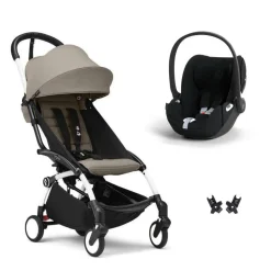 Poussette duo yoyo 3 pack 6+ et siège auto cloud t plus black - chassis blanc - taupe