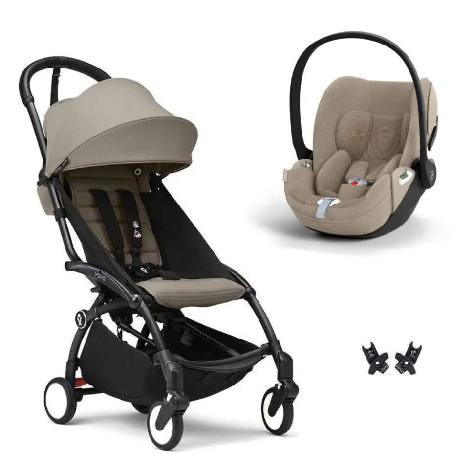 Poussette duo yoyo 3 pack 6+ et siège auto cloud t plus beige - chassis noir - taupe