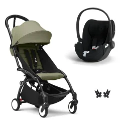 Poussette duo yoyo 3 pack 6+ et siège auto cloud t plus black - chassis noir - olive