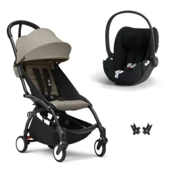 Poussette duo yoyo 3 pack 6+ et siège auto cloud t plus black - chassis noir - taupe