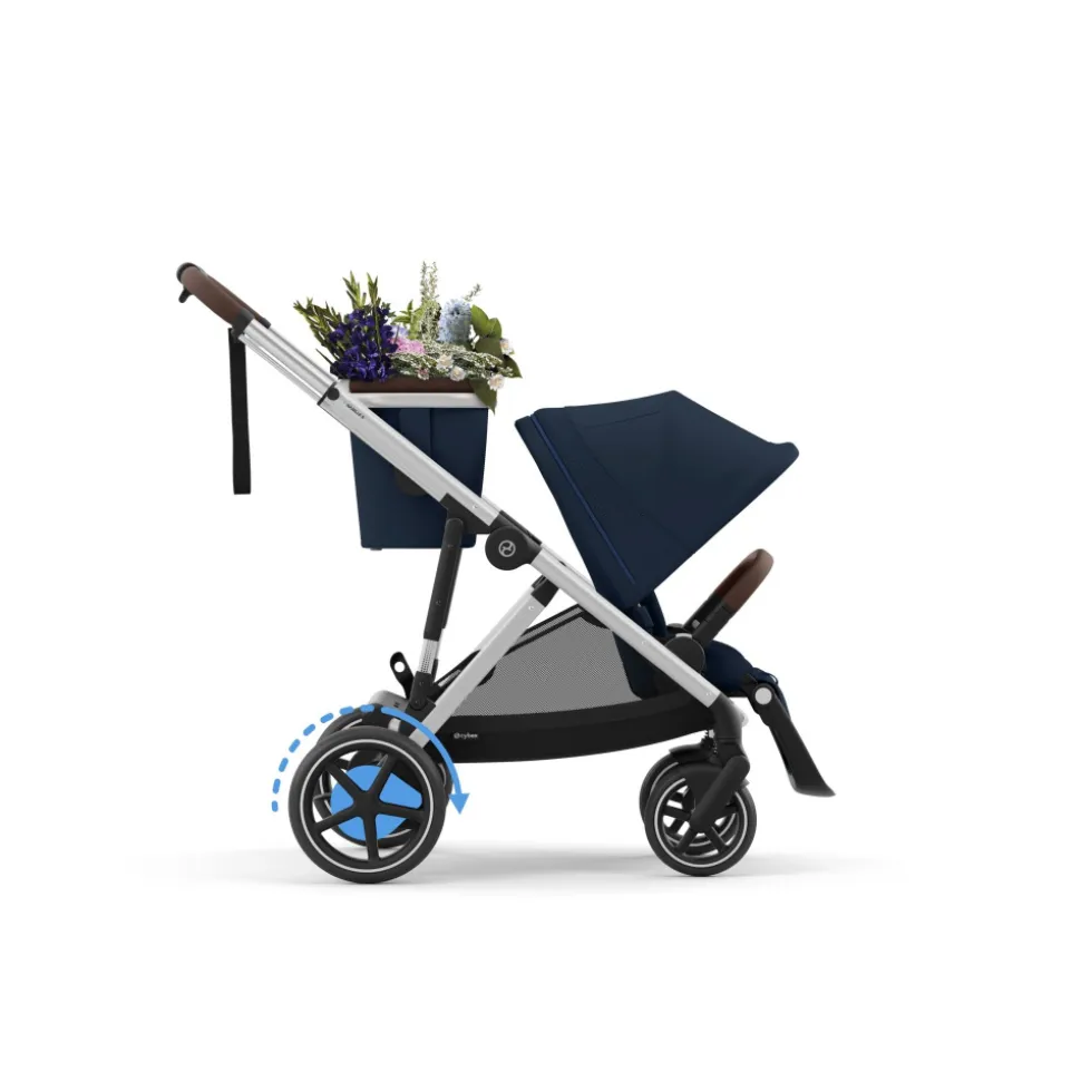 Poussette e-gazelle s ocean blue châssis silver