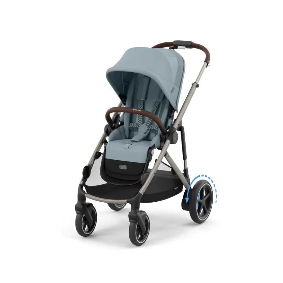 Poussette e-gazelle s stormy blue châssis taupe