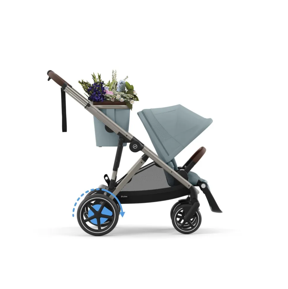 Poussette e-gazelle s stormy blue châssis taupe