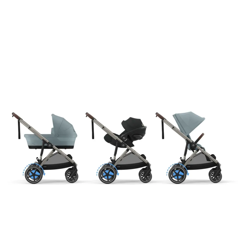 Poussette e-gazelle s stormy blue châssis taupe
