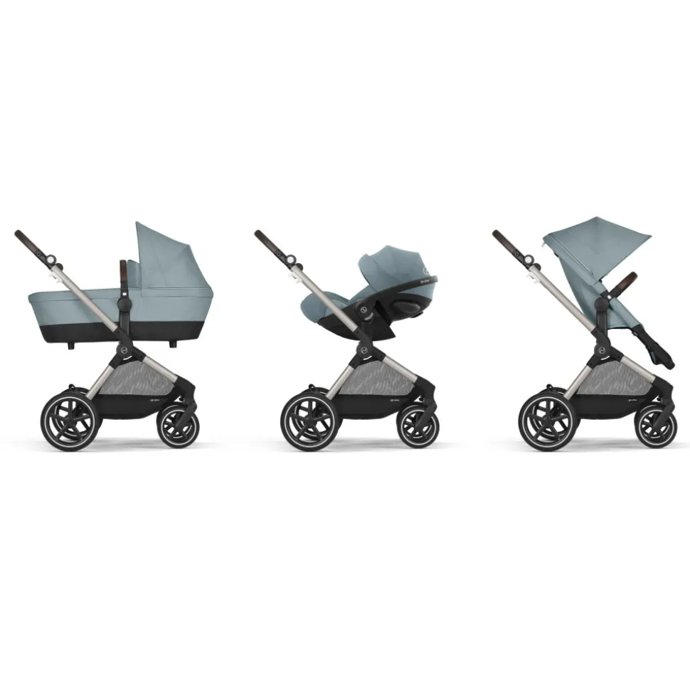 Poussette eos lux 2-en-1 stormy blue châssis taupe