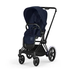 Poussette e-priam 2 rebellious luxury denim blue châssis matt black