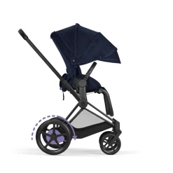 Poussette e-priam 2 rebellious luxury denim blue châssis matt black
