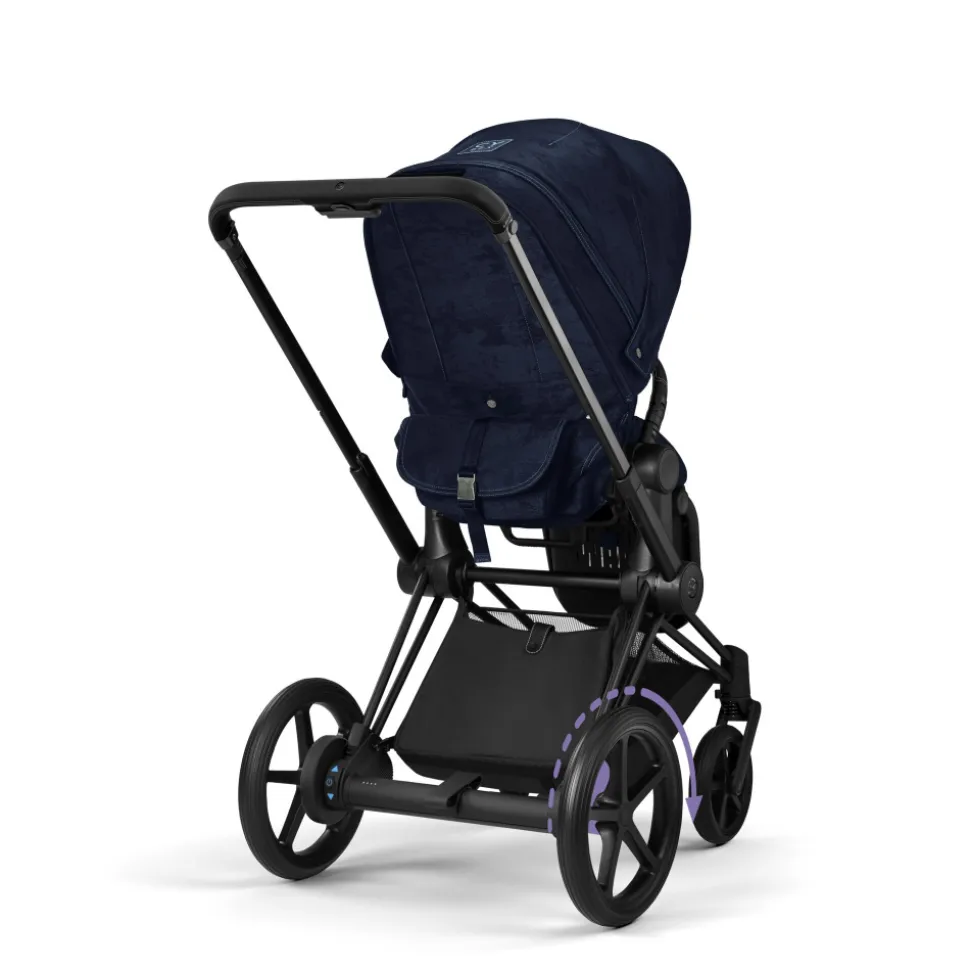 Poussette e-priam 2 rebellious luxury denim blue châssis matt black