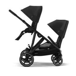 Poussette jumeaux gazelle s moon black + 2 sièges auto aton b2 i-size + 2 nacelles s