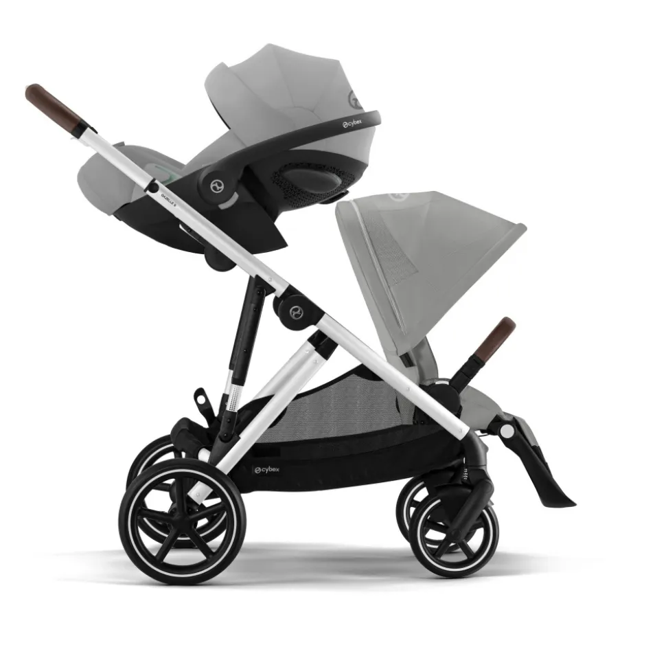 Poussette jumeaux gazelle s stone grey + 2 sièges auto aton b2 i-size + 2 nacelles s