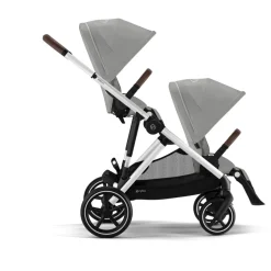 Poussette jumeaux gazelle s stone grey + 2 sièges auto aton b2 i-size