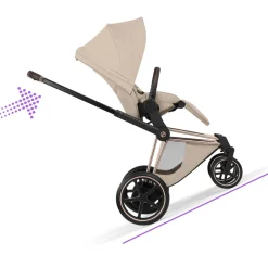 Poussette électrique e-priam 3 cozy beige châssis rosegold