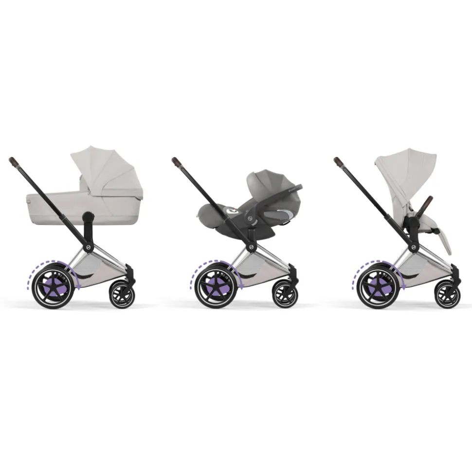Poussette électrique e-priam 3 city grey châssis chrome