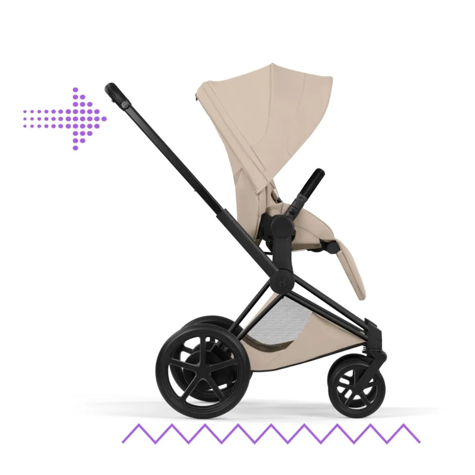 Poussette électrique e-priam 3 cozy beige châssis matt black