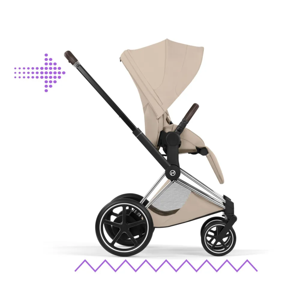 Poussette électrique e-priam 3 cozy beige châssis chrome