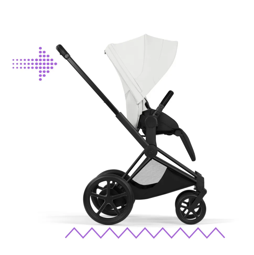 Poussette électrique e-priam 3 off white châssis matt black