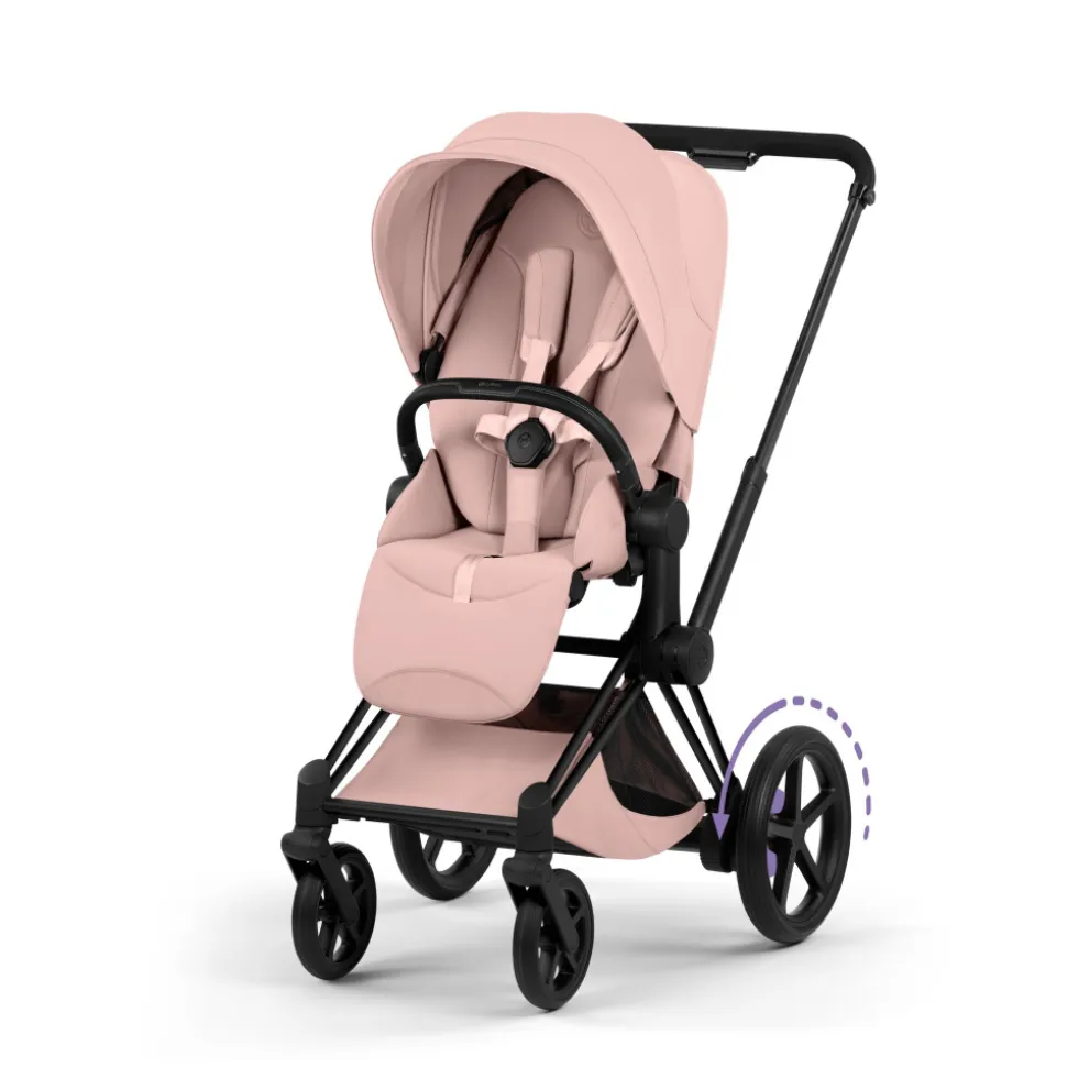 Poussette électrique e-priam 3 peach pink châssis matt black