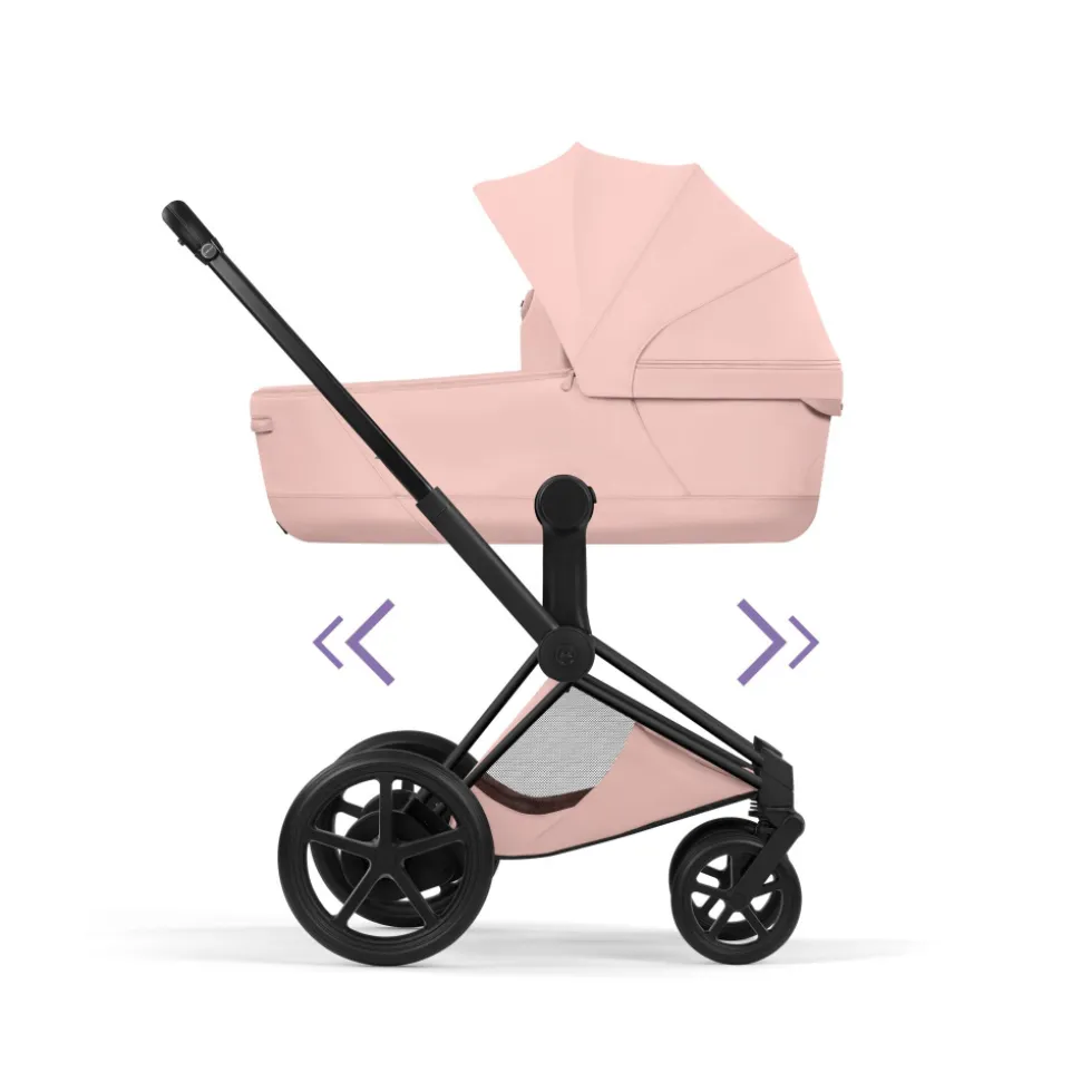 Poussette électrique e-priam 3 peach pink châssis matt black