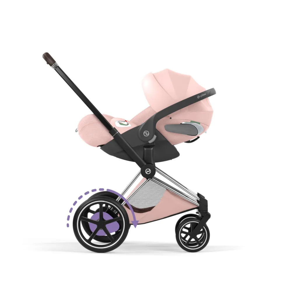 Poussette électrique e-priam 3 peach pink châssis chrome