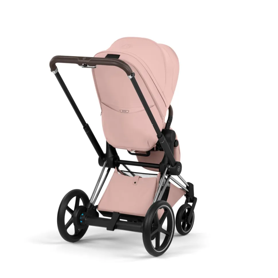 Poussette électrique e-priam 3 peach pink châssis chrome