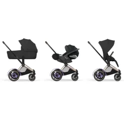 Poussette électrique e-priam 3 sepia black châssis rosegold
