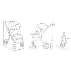 Poussette multifonction mika 2en1 grey stone