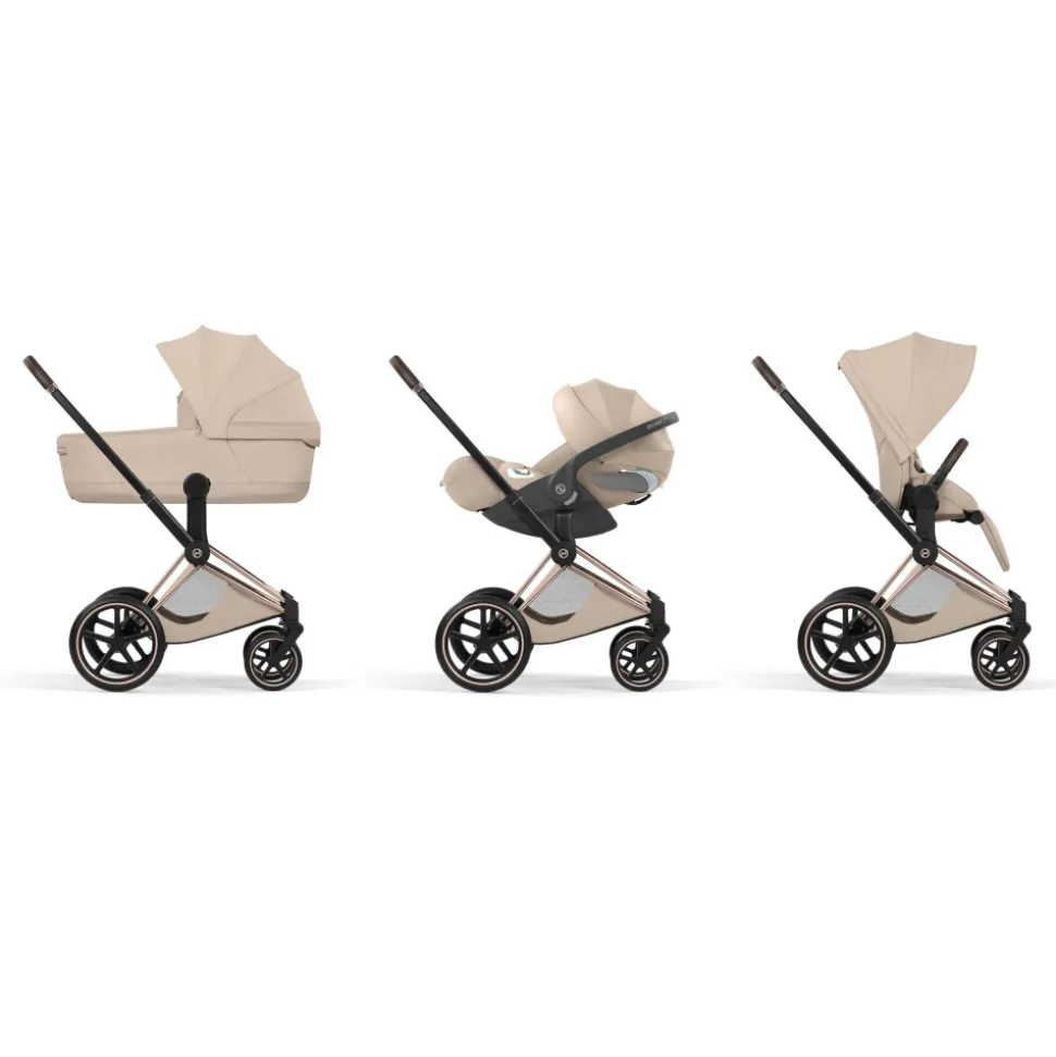 Poussette priam 5 cozy beige châssis rosegold