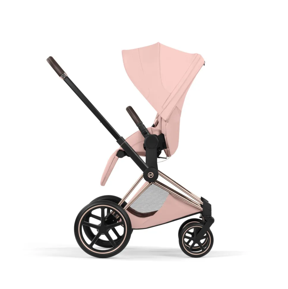Poussette priam 5 peach pink châssis rosegold