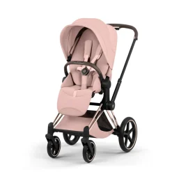 Poussette priam 5 peach pink châssis rosegold