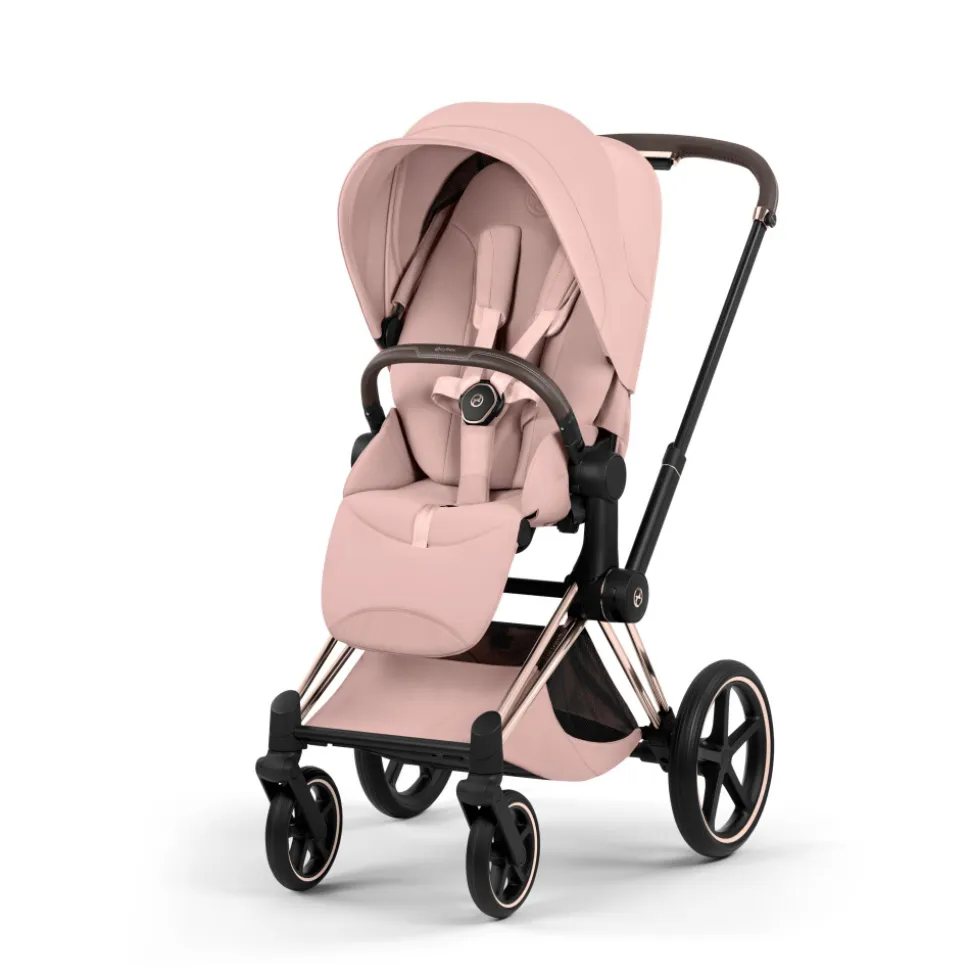 Poussette priam 5 peach pink châssis rosegold