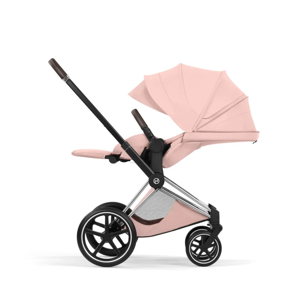Poussette priam 5 peach pink châssis chrome