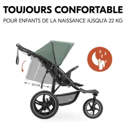 Poussette 3 roues runner 3 jungle green