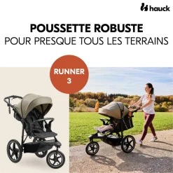 Poussette 3 roues runner 3 olive